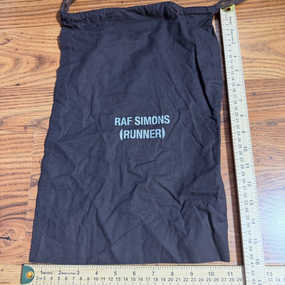 Raf Simons Runner Black Cotton Drawstring Shoe Dust Bag Accessory 11x16.5